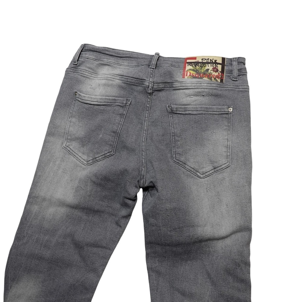 Dsquared2 Pink Revolution Jeans Mens 38x31 Gray Slim Tapered Stretch Denim Italy